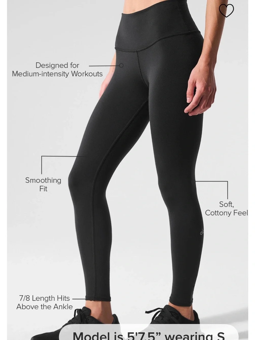 ALO Yoga Black Air Brush High-Waist Smoothing Leggings Size Small inseam 27
